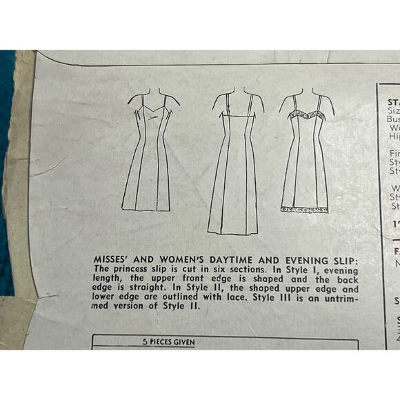 Simplicity Sewing pattern 1997 full dress slip 1950 size 16 bust 34 - Picture 4 of 7